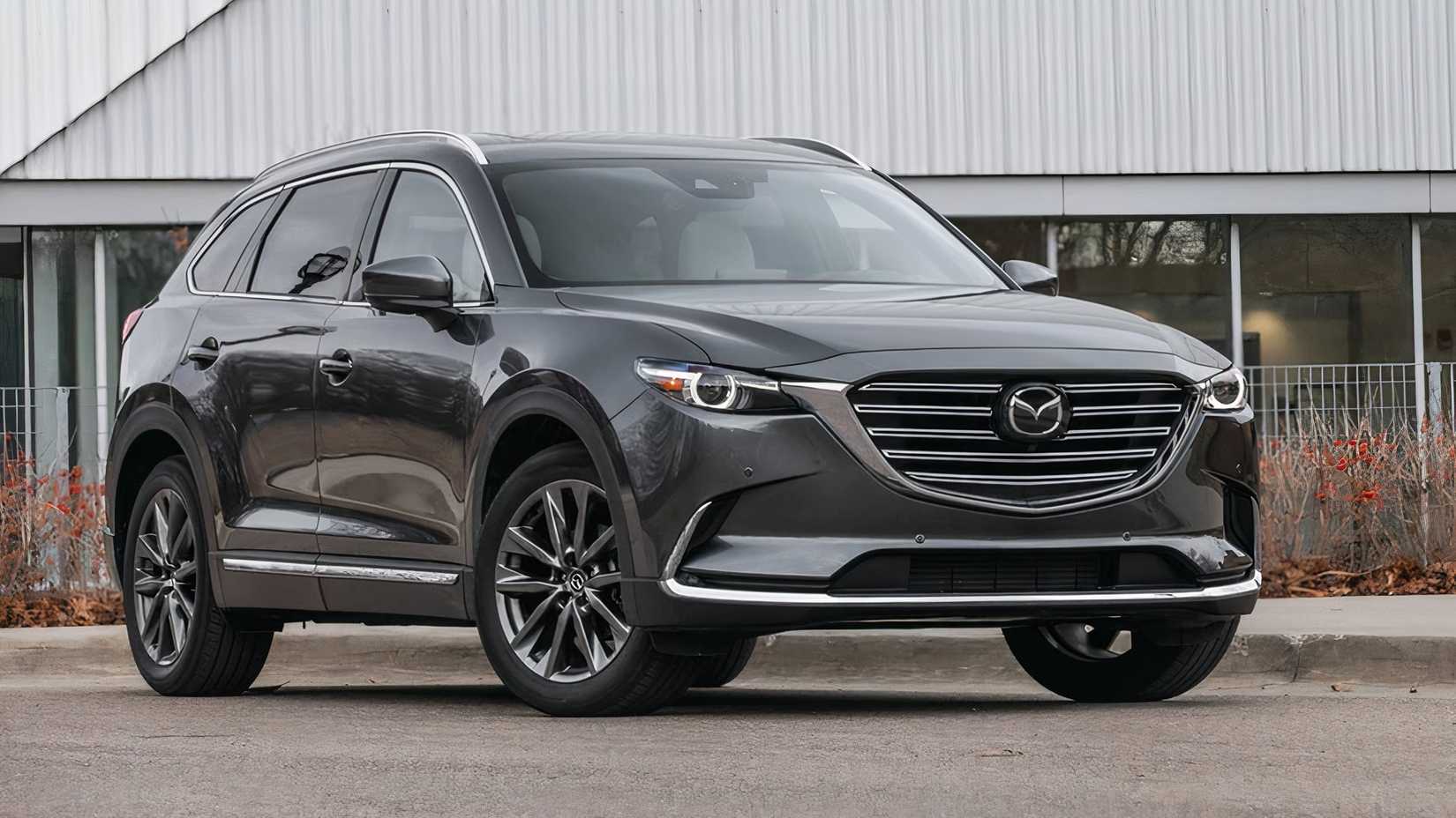 2020 Mazda CX-9 front 3/4 shot parked on the road