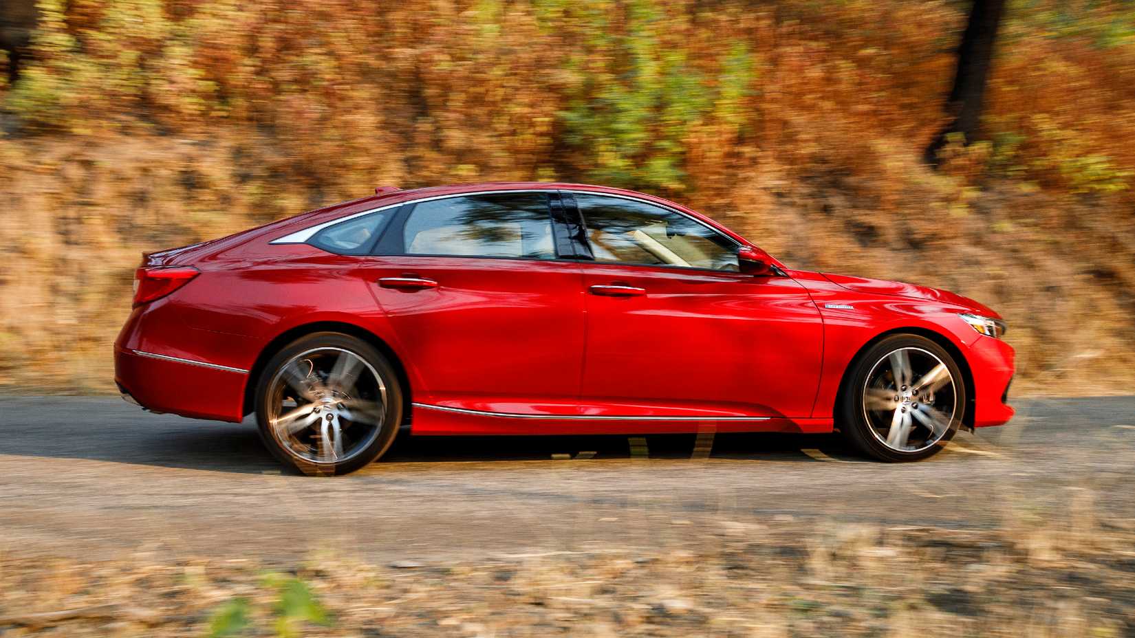 2021 Honda Accord Hybrid in red profile