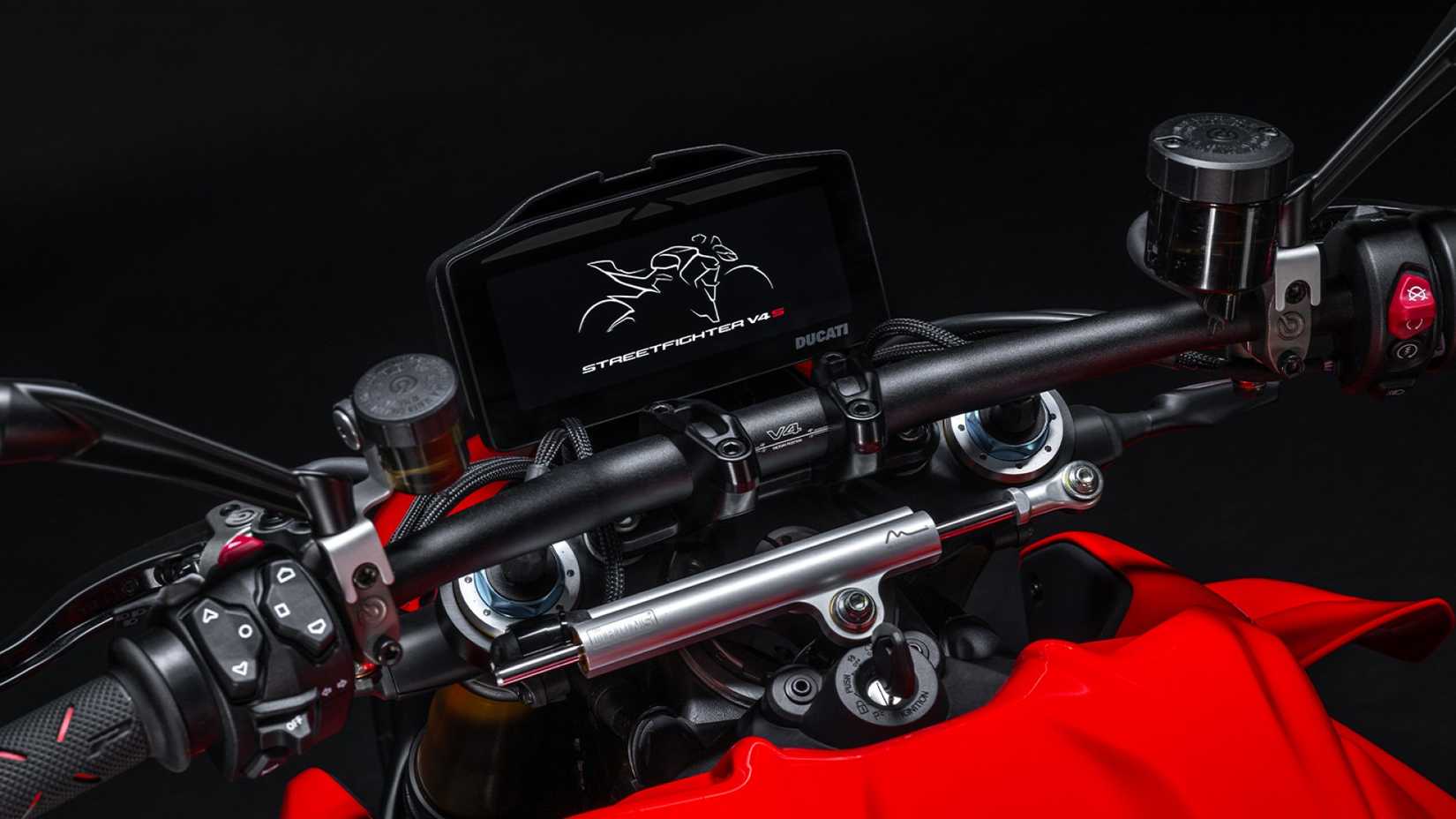 2025 Ducati Streetfighter V4 S TFT instrument cluster close-up shot