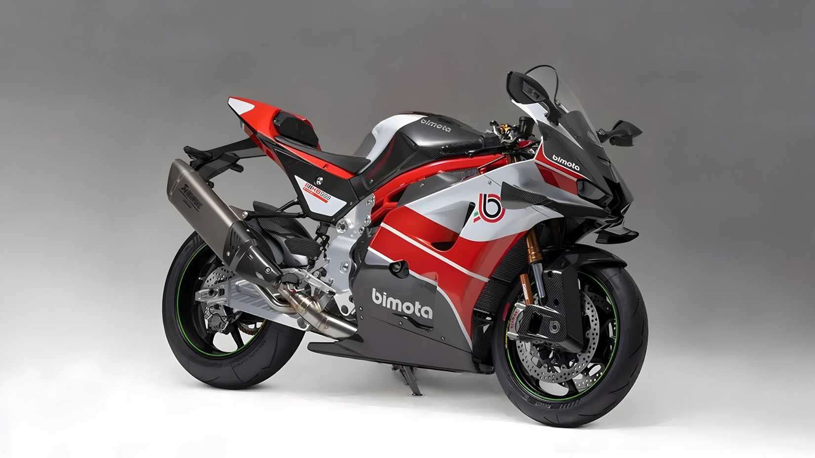 Bimota KB998 Rimini Italian 200-horsepower sports bike front third quarter view