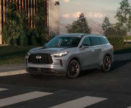 Foto frontal 3/4 de um Infiniti QX60 2025