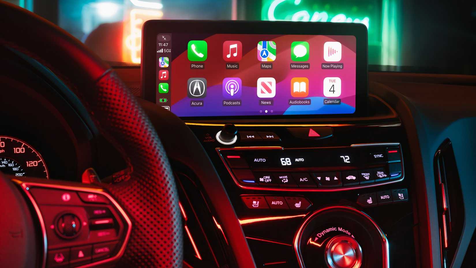 Close-up do interior da tela de infoentretenimento do 2025 Acura RDX