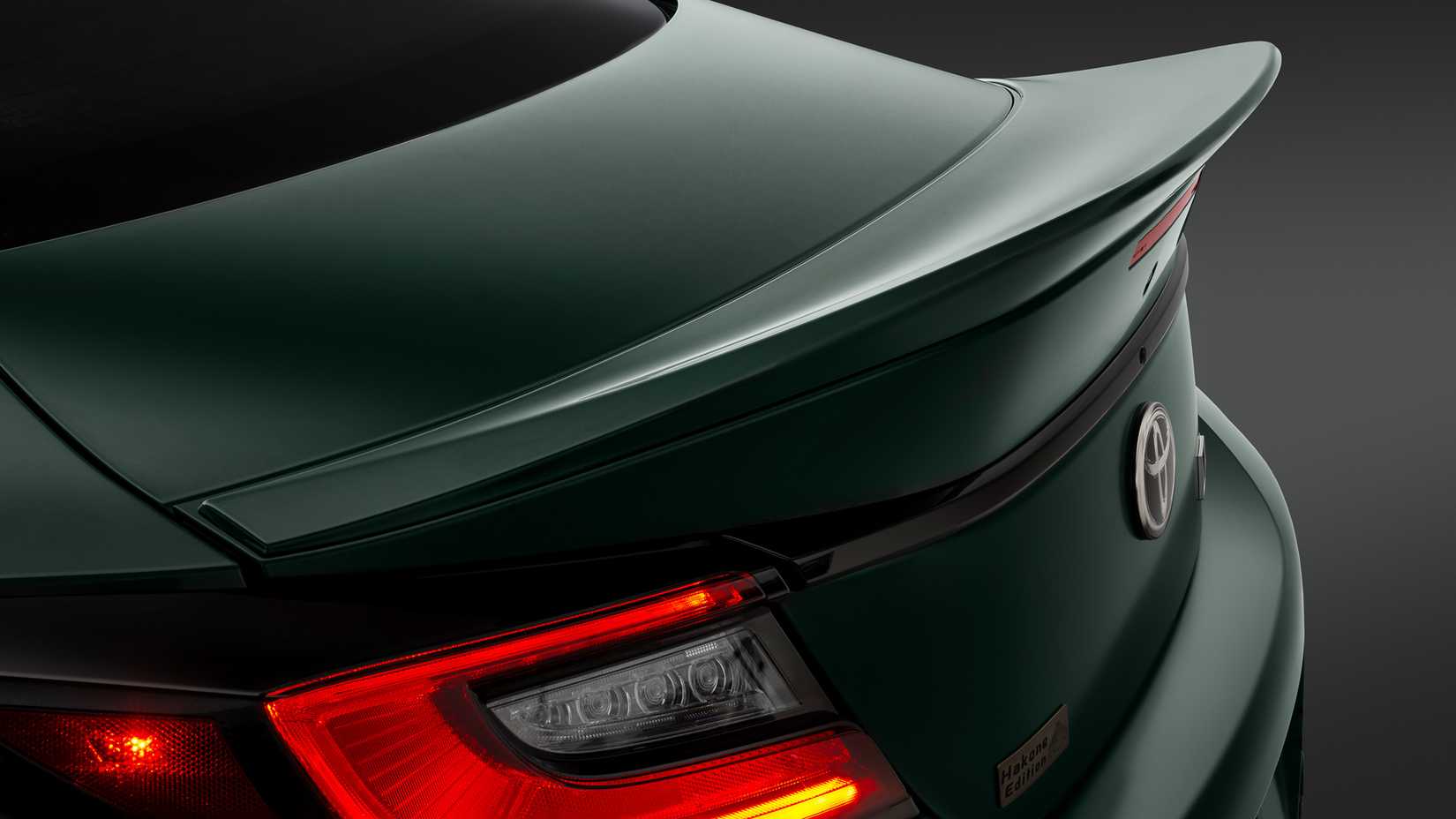 2025 Toyota GR86 Hakone Special Edition close-up of trunk spoiler
