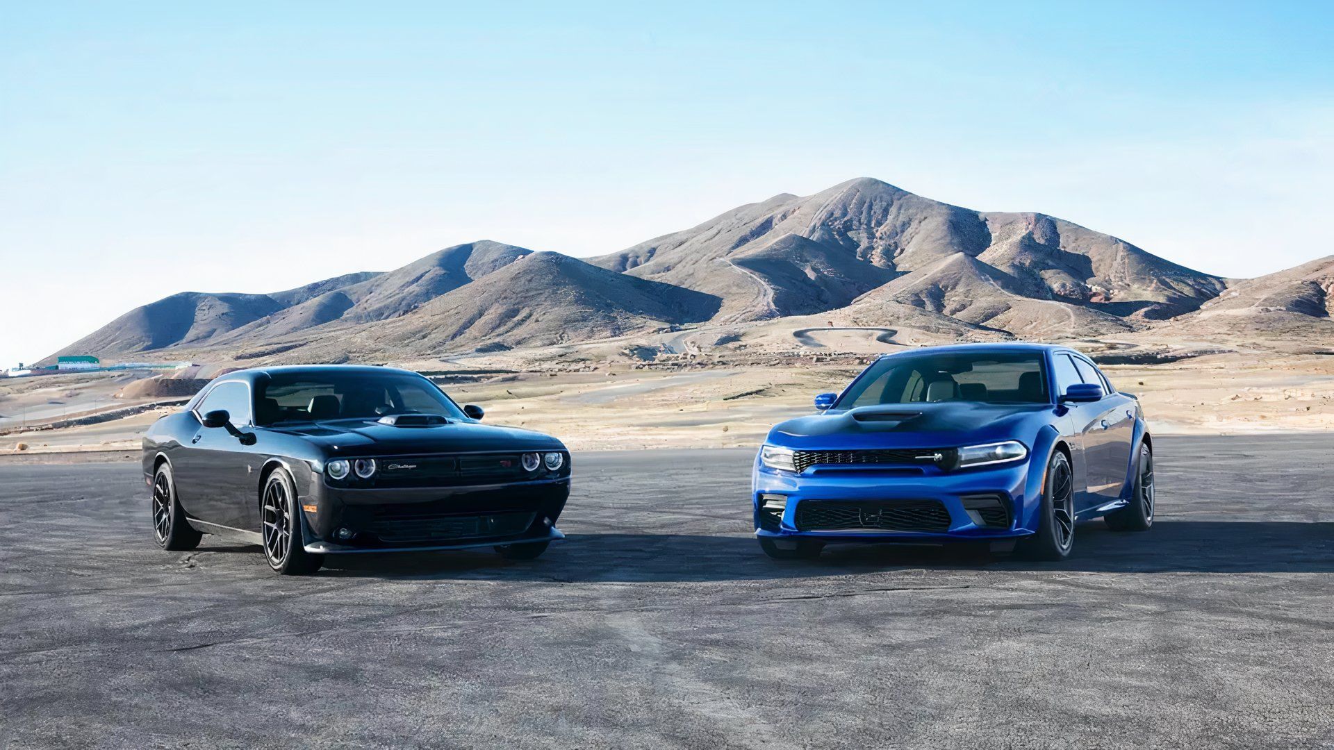 2023 Dodge Charger and Challenger, front view of both side by side