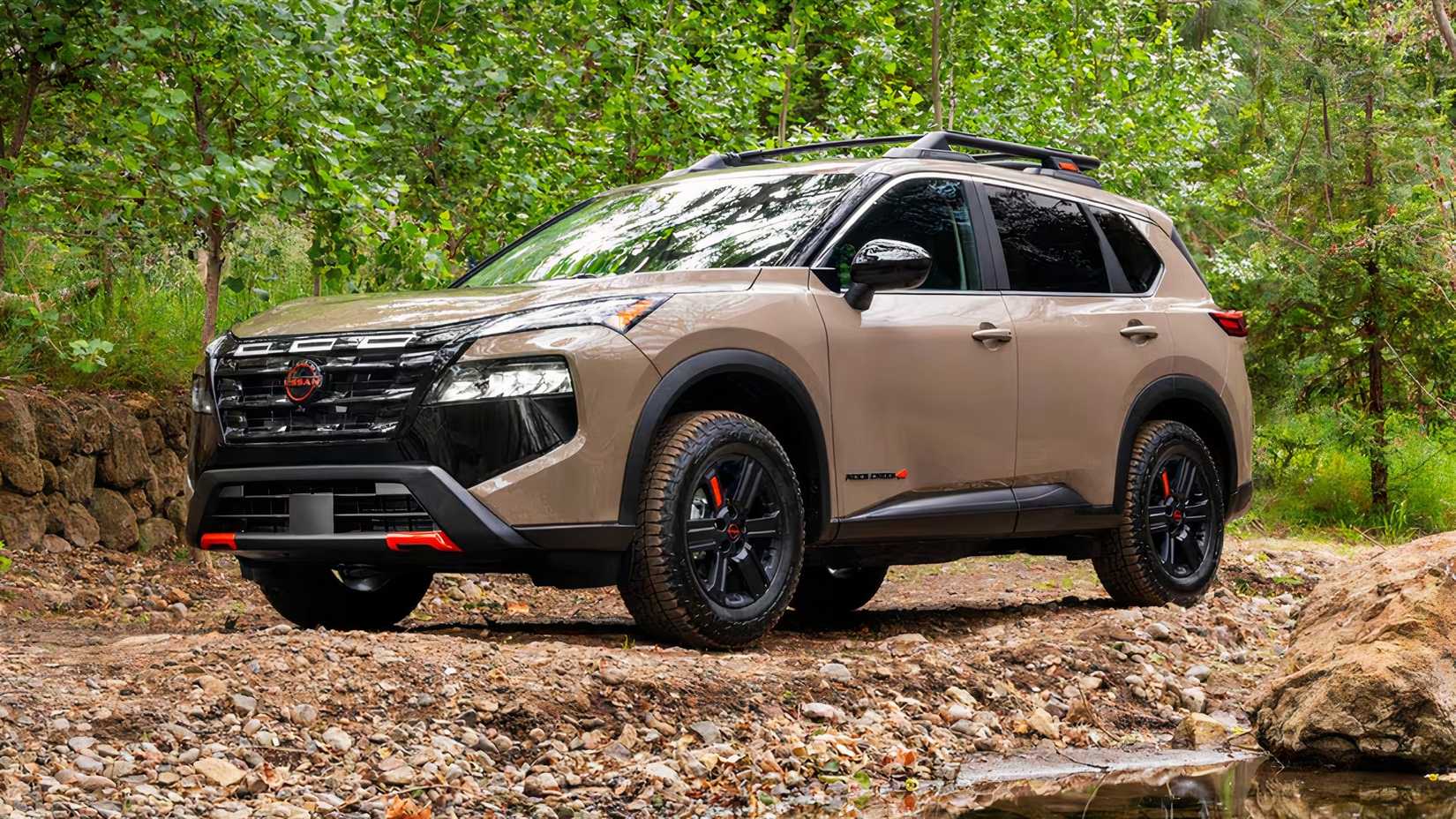 2025 Nissan Rogue Rock Creek in brown parked in woods