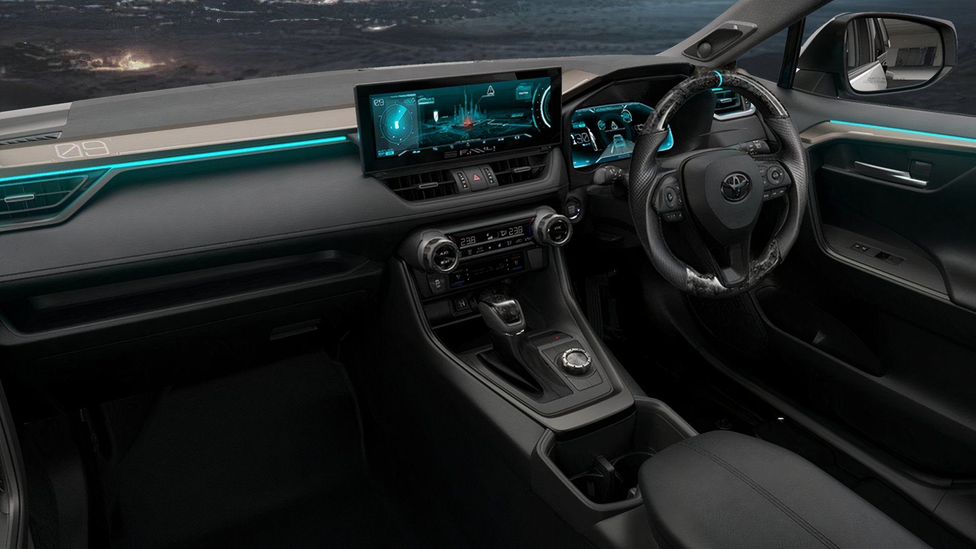 Interior do conceito de desempenho do lado escuro do Toyota RAV4