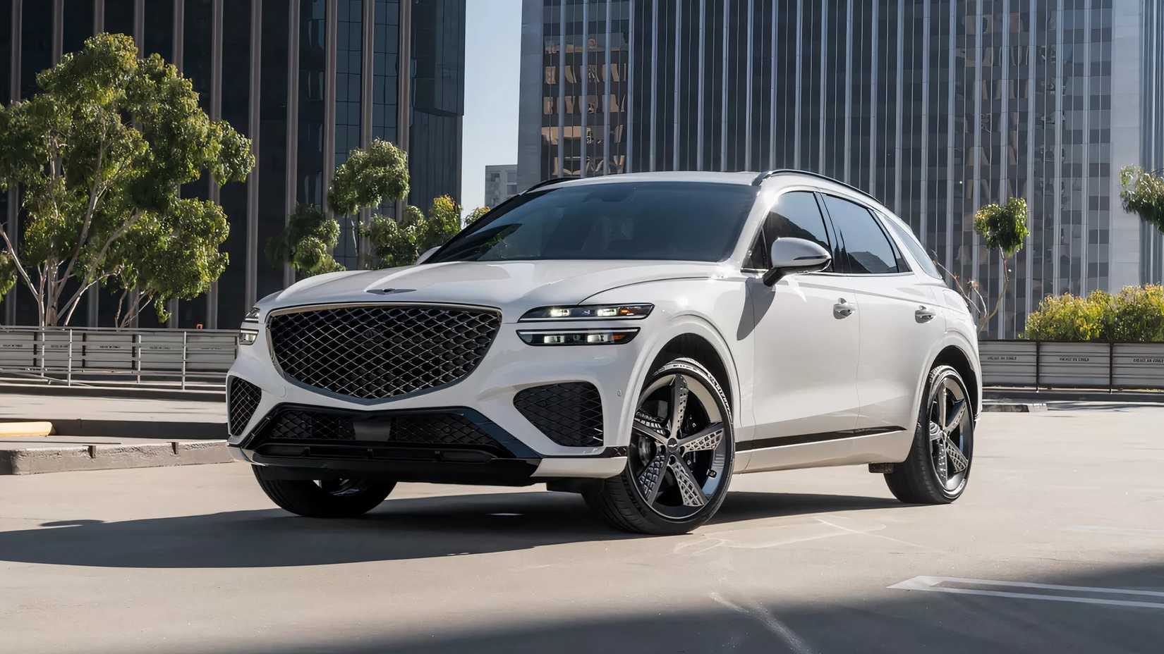 2025 Genesis GV70, front 3/4 shot parked