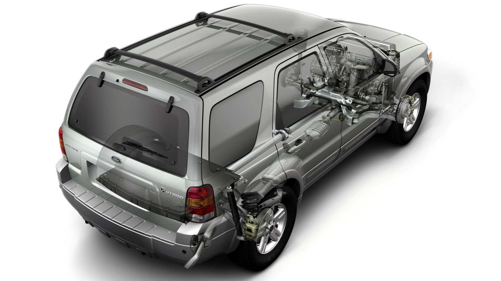 Rear 3.4 shot of a 2008 to 2012 Ford Escape Hybrid Cutaway
