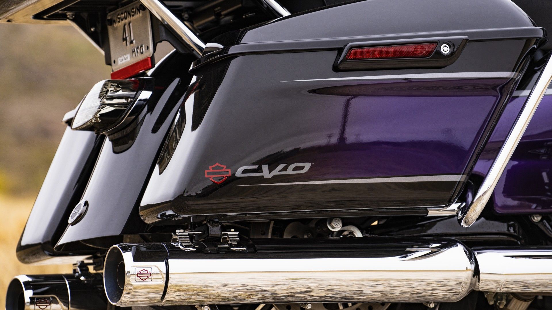 Foto em close do design dos alforjes Harley-Davidson CVO Limited 2020