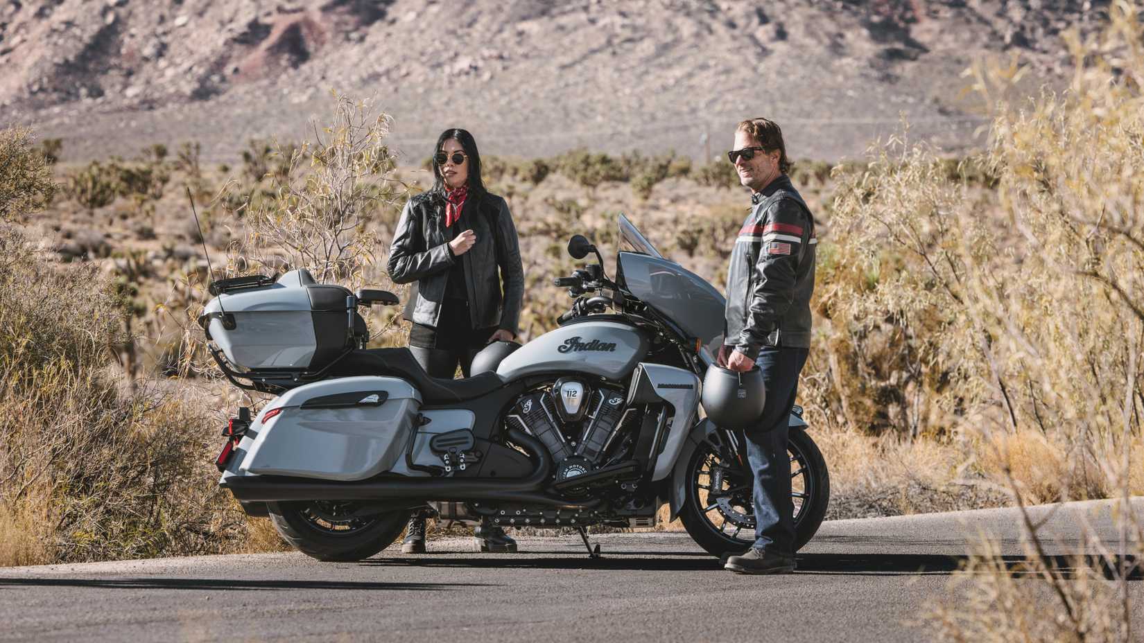Indian Roadmaster parked at the side of the road