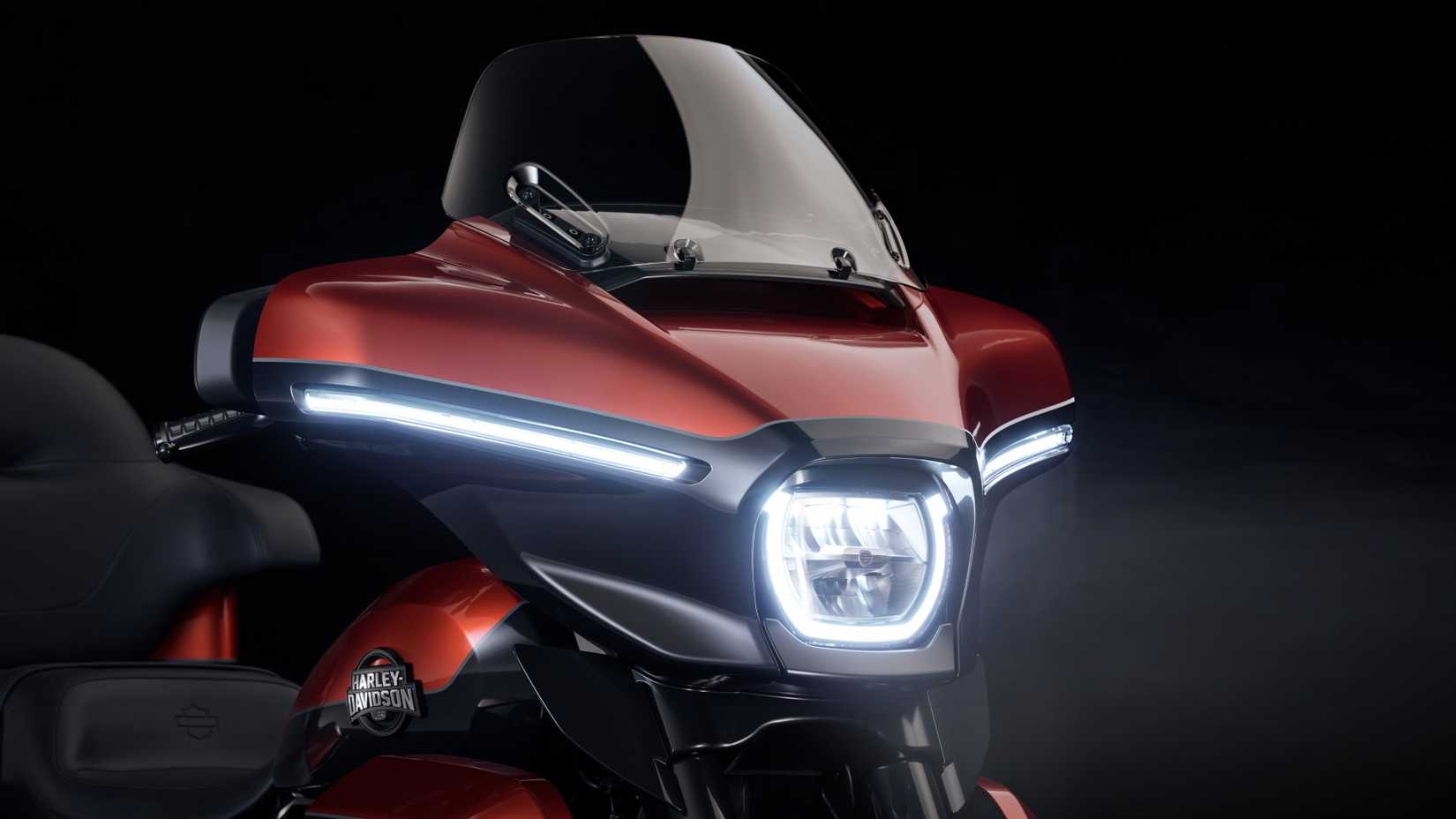 Close-up do pára-brisa de asa de morcego Harley-Davidson Street Glide Ultra 2025