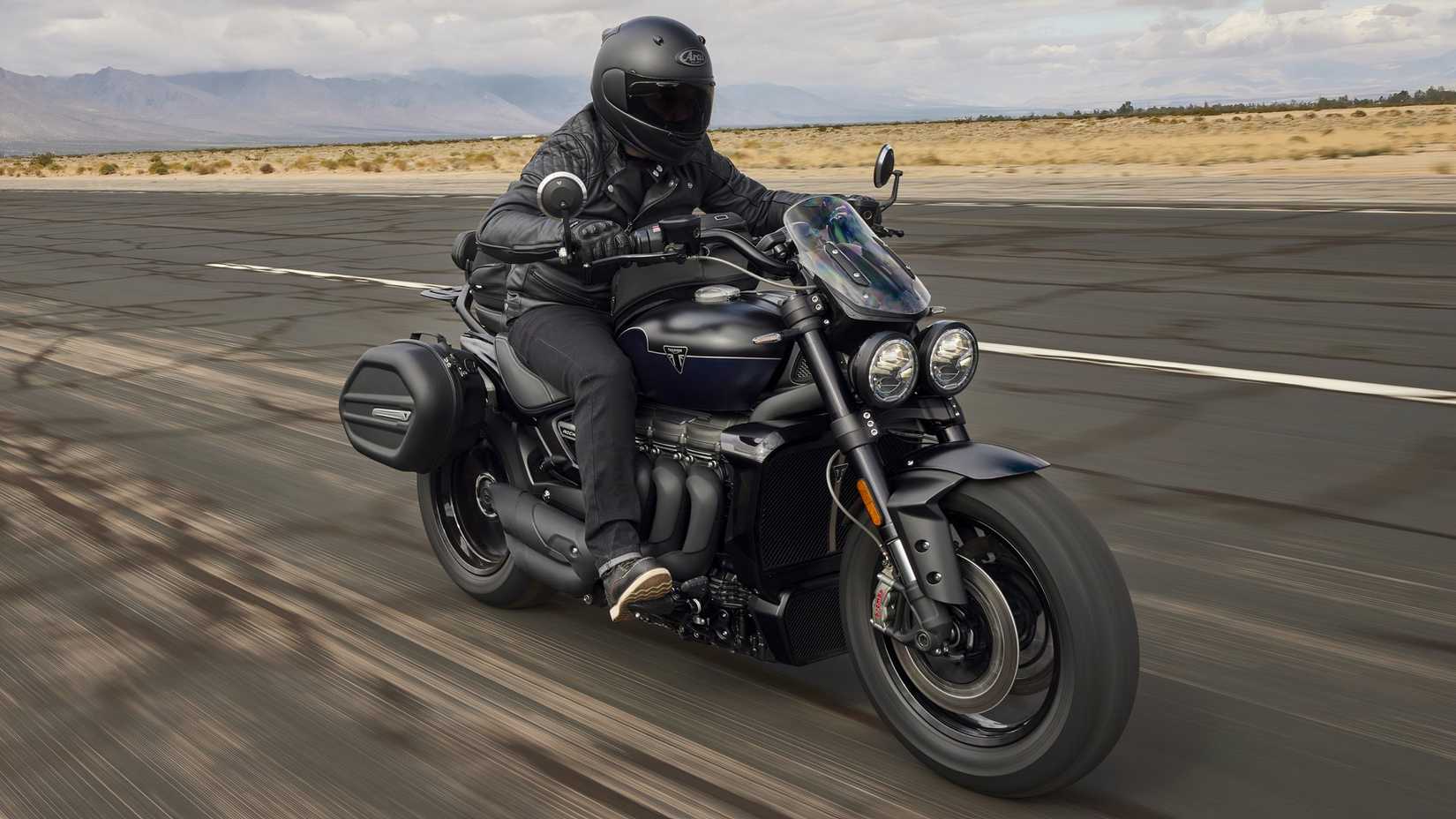 2025 Triumph Rocket 3 GT touring-ready cruiser accelerating wildly