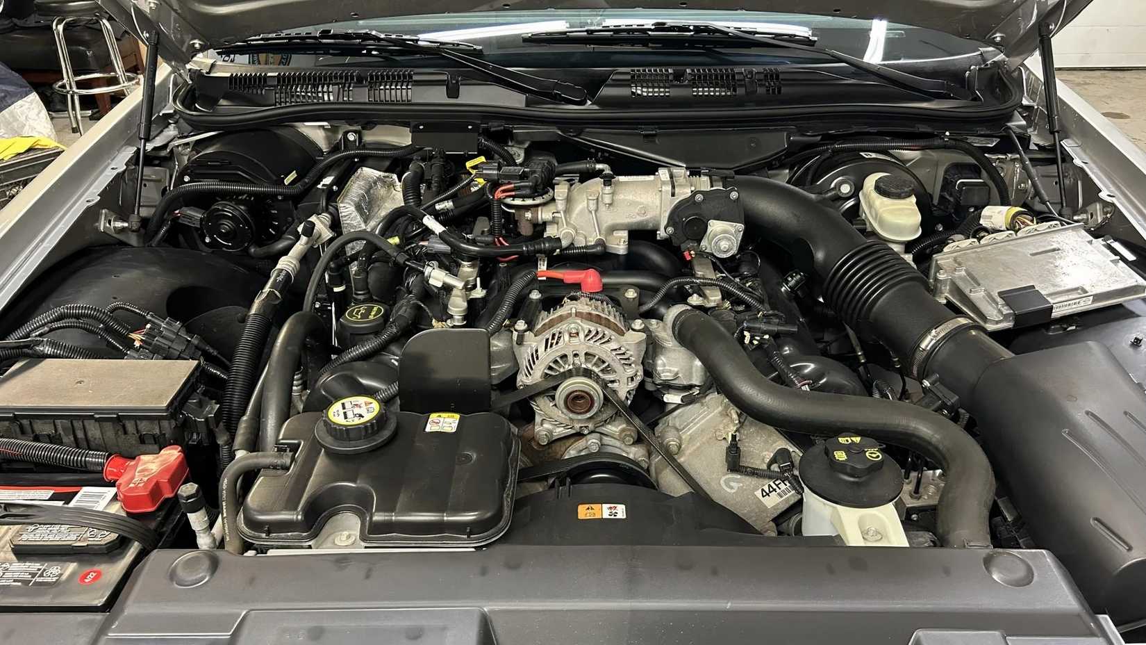 Shot of a 2008 Ford Crown Victoria Police Interceptor's engine bay