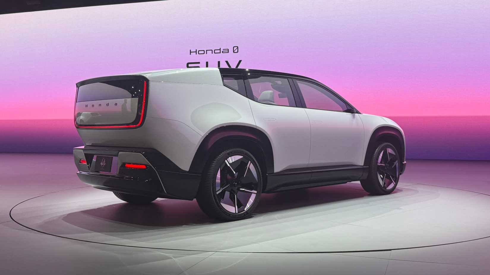Rear three-quarters photo of Honda 0 Series SUV onstage at CES