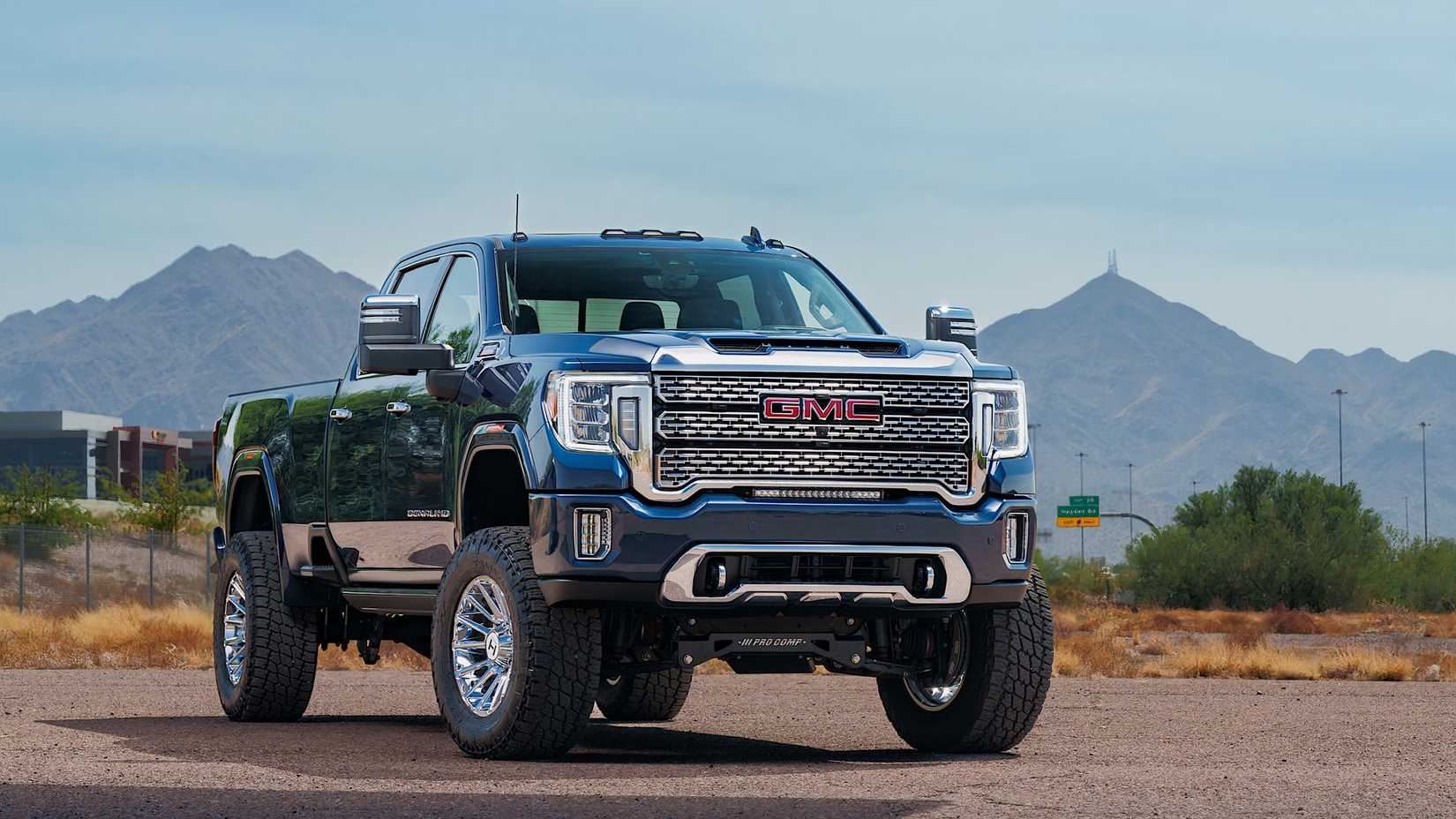 2021 GMC Sierra 3500HD in blue parked