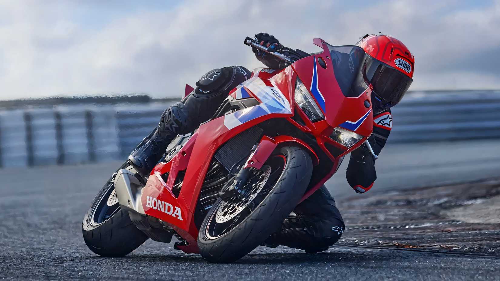 Honda CBR650R cornering on a racetrack