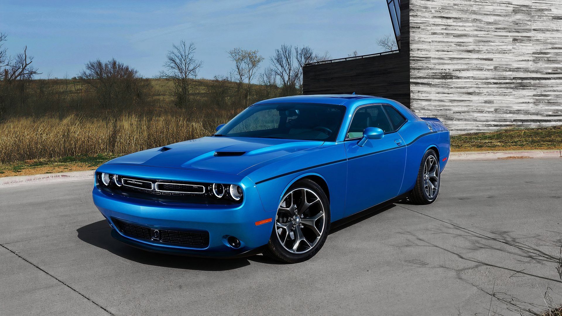 2015 Dodge Challenger in blue parked 