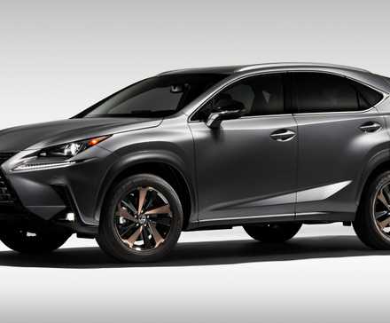 Front three-quarters shot of a silver 2020 Lexus NX Black Line