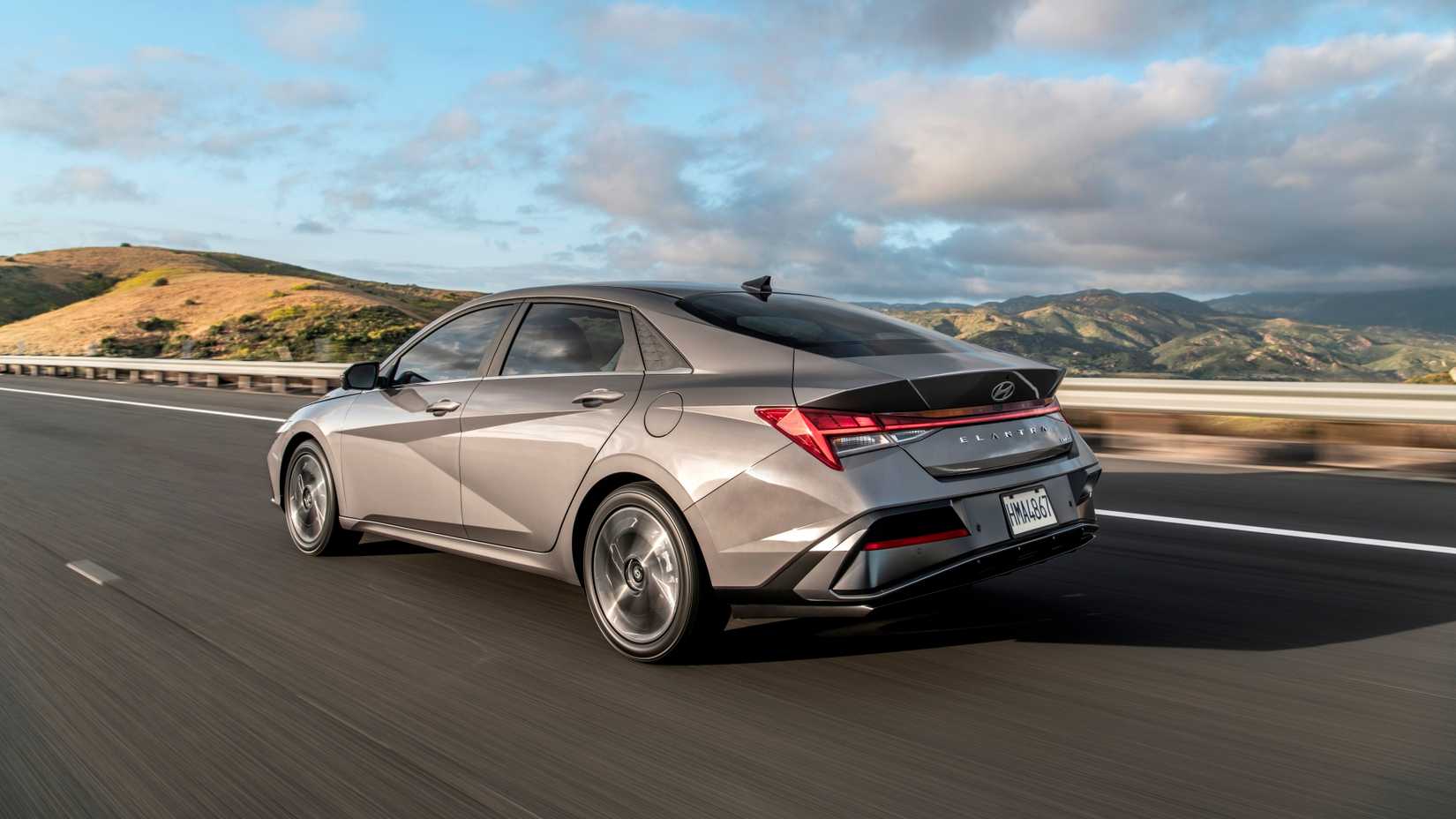 Silver Elantra Hybrid rear-quarter