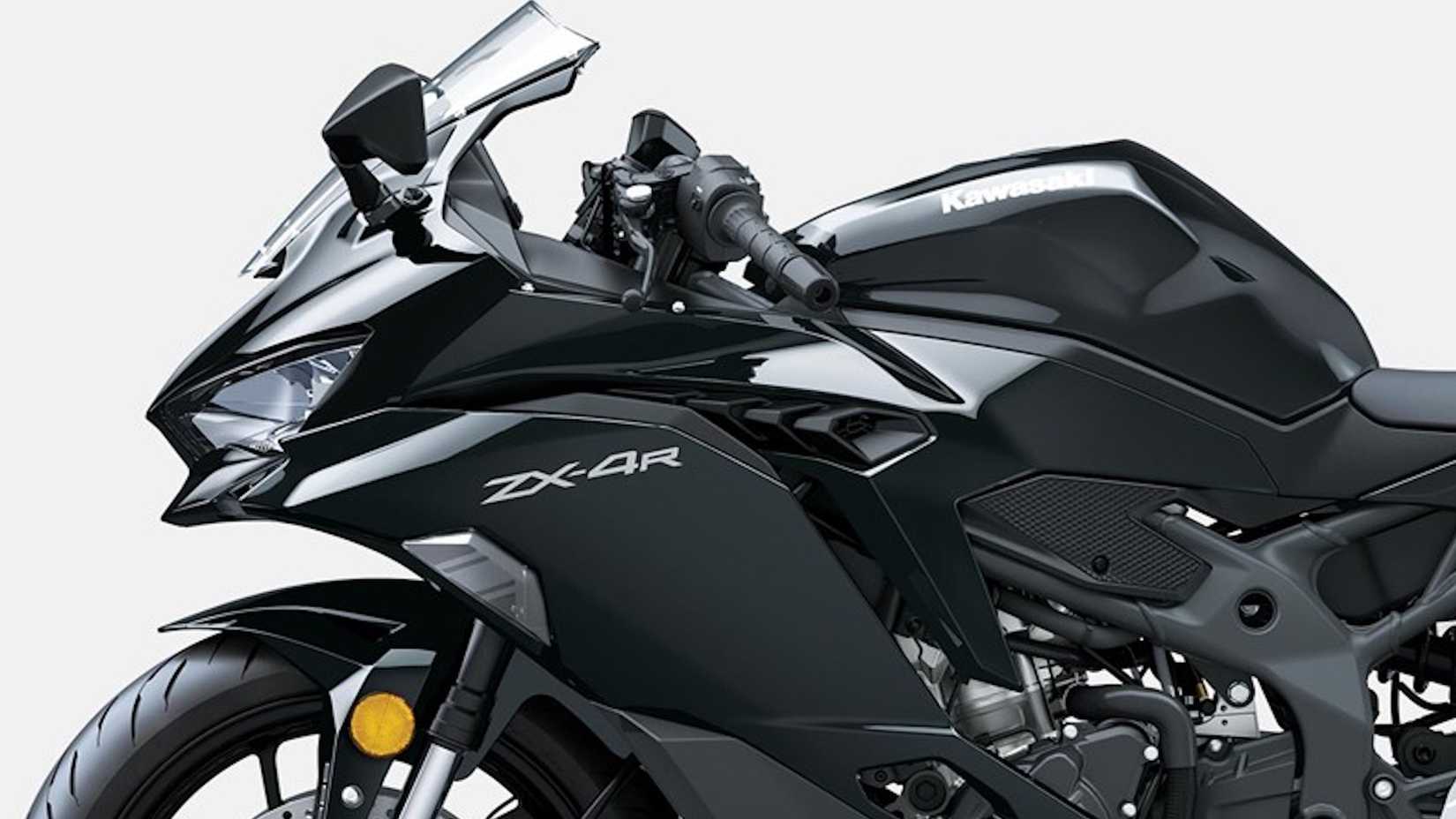 Preto 2025 Kawasaki Ninja ZX-4R foto de estúdio das carenagens