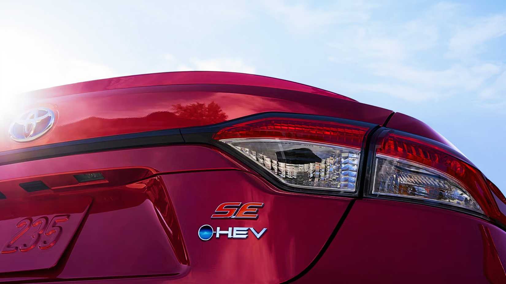 The rear of a 2025 Toyota Corolla Hybrid. 