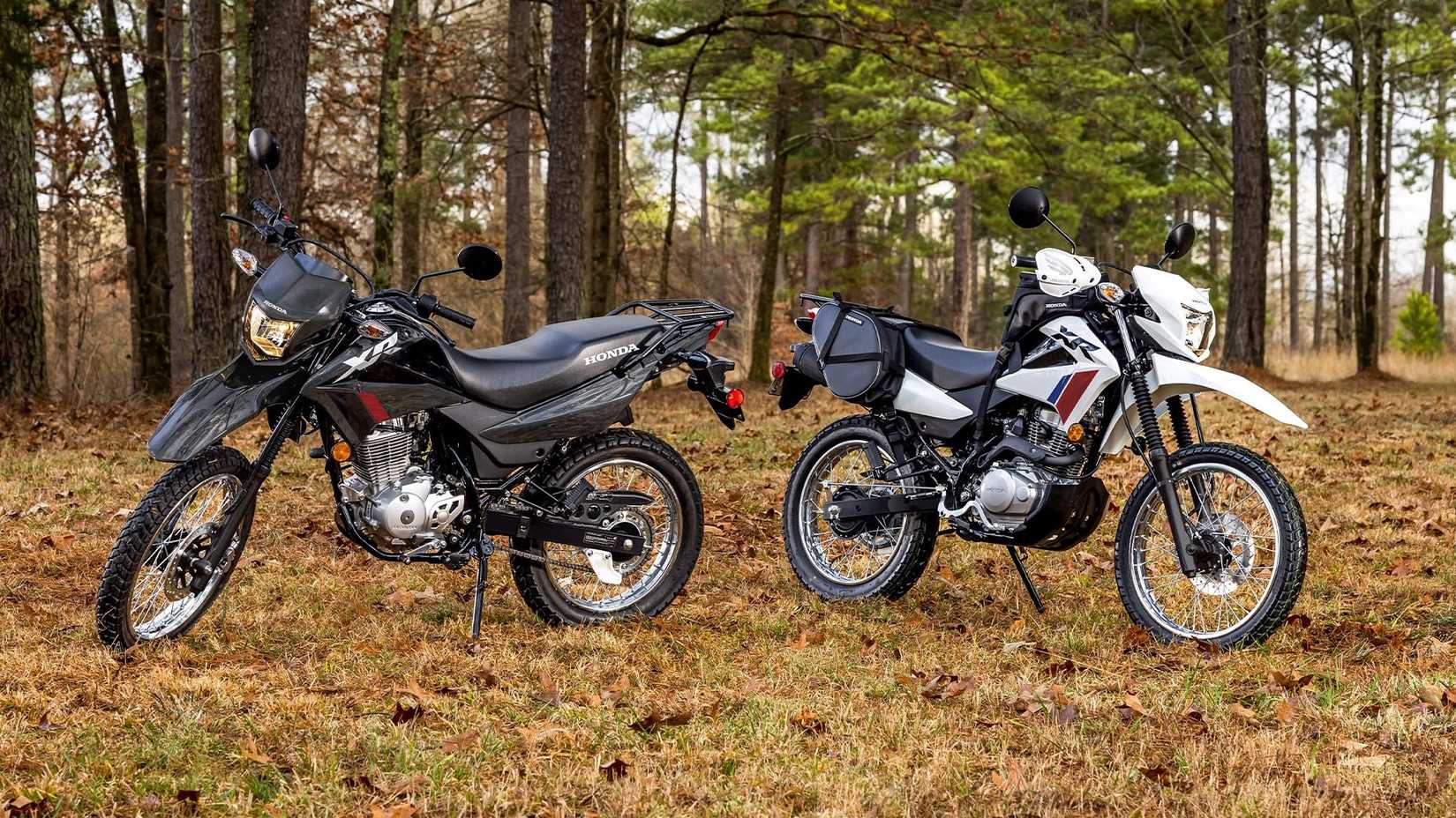 2025 Honda XR150L dual-sport motorcycle two color options—White and Gray