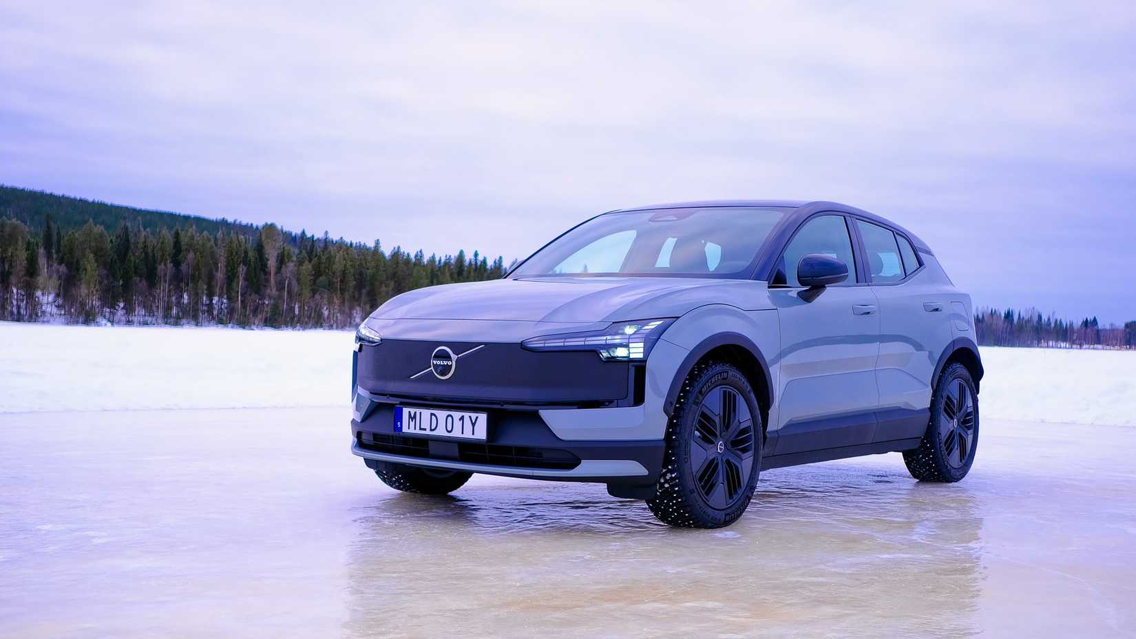 Front 3/4 shot of 2026 Volvo EX30 Cross Country Driven On Ice