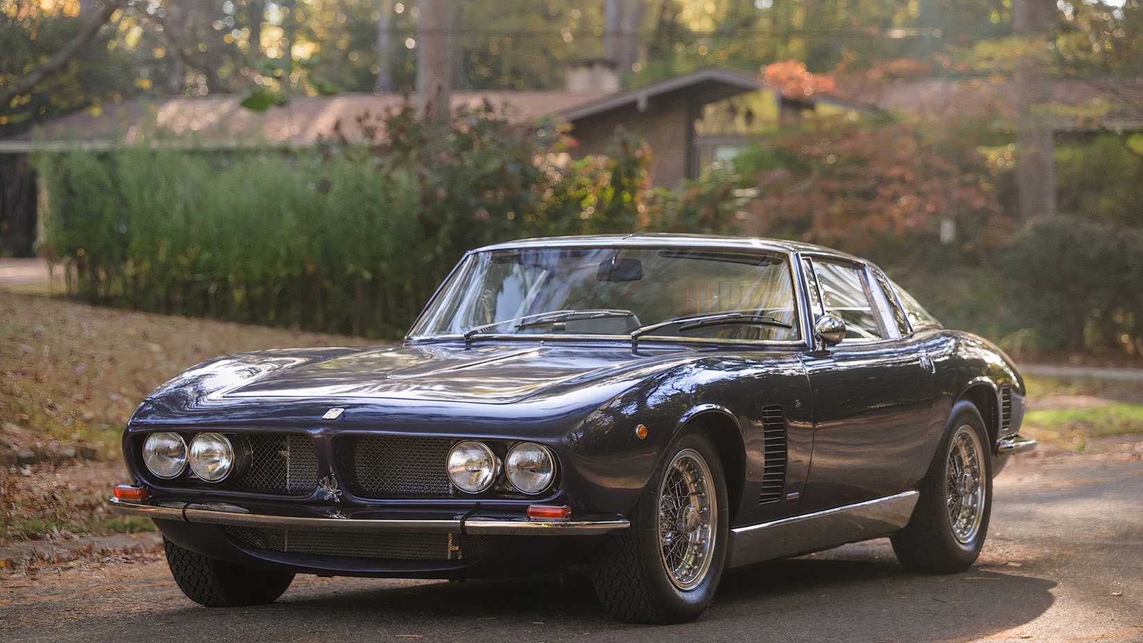 1970 Iso Grifo Series I in blue parked on road