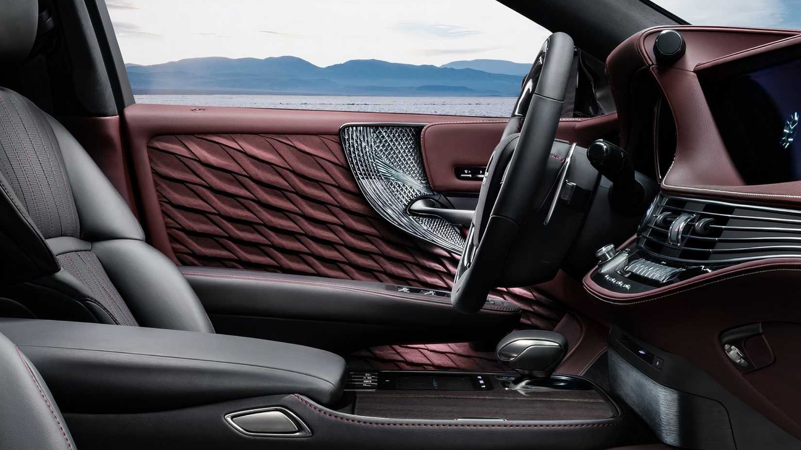 2018 Lexus LS interior showing hand-pleated door panel