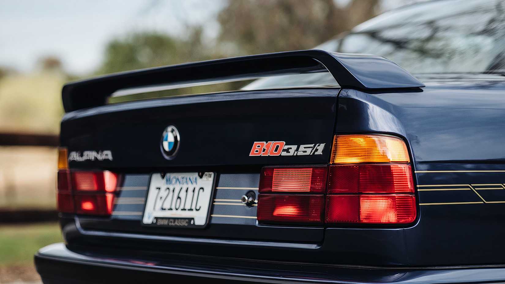 1989 Alpina B10 rear end showing spoiler and trunk