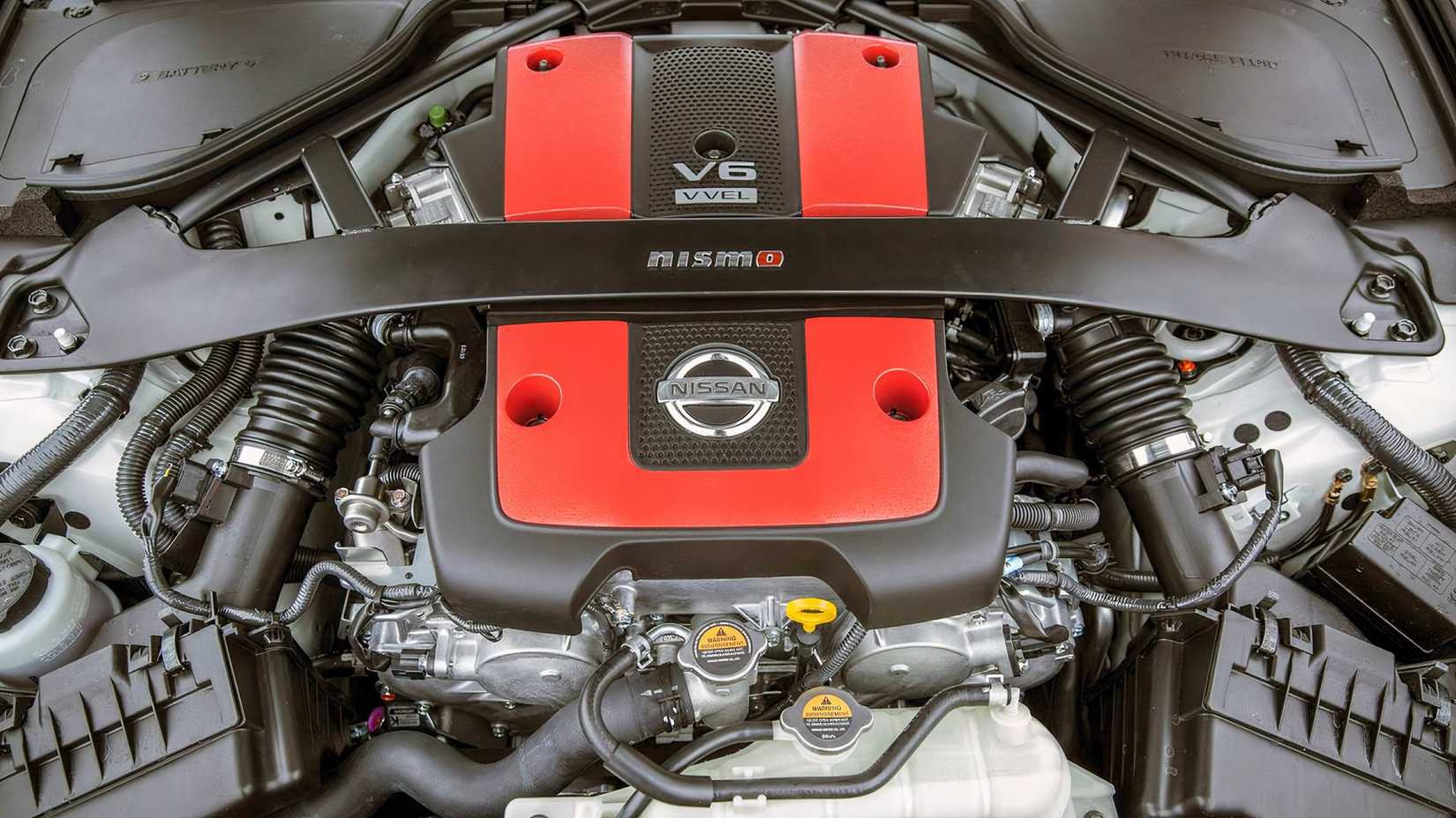 2020 Nissan 370Z NISMO engine bay showing V-6