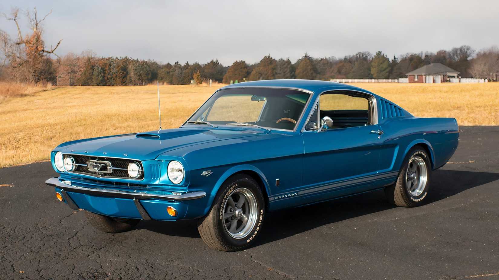 3/4 front view of 1965 Ford Mustang parked