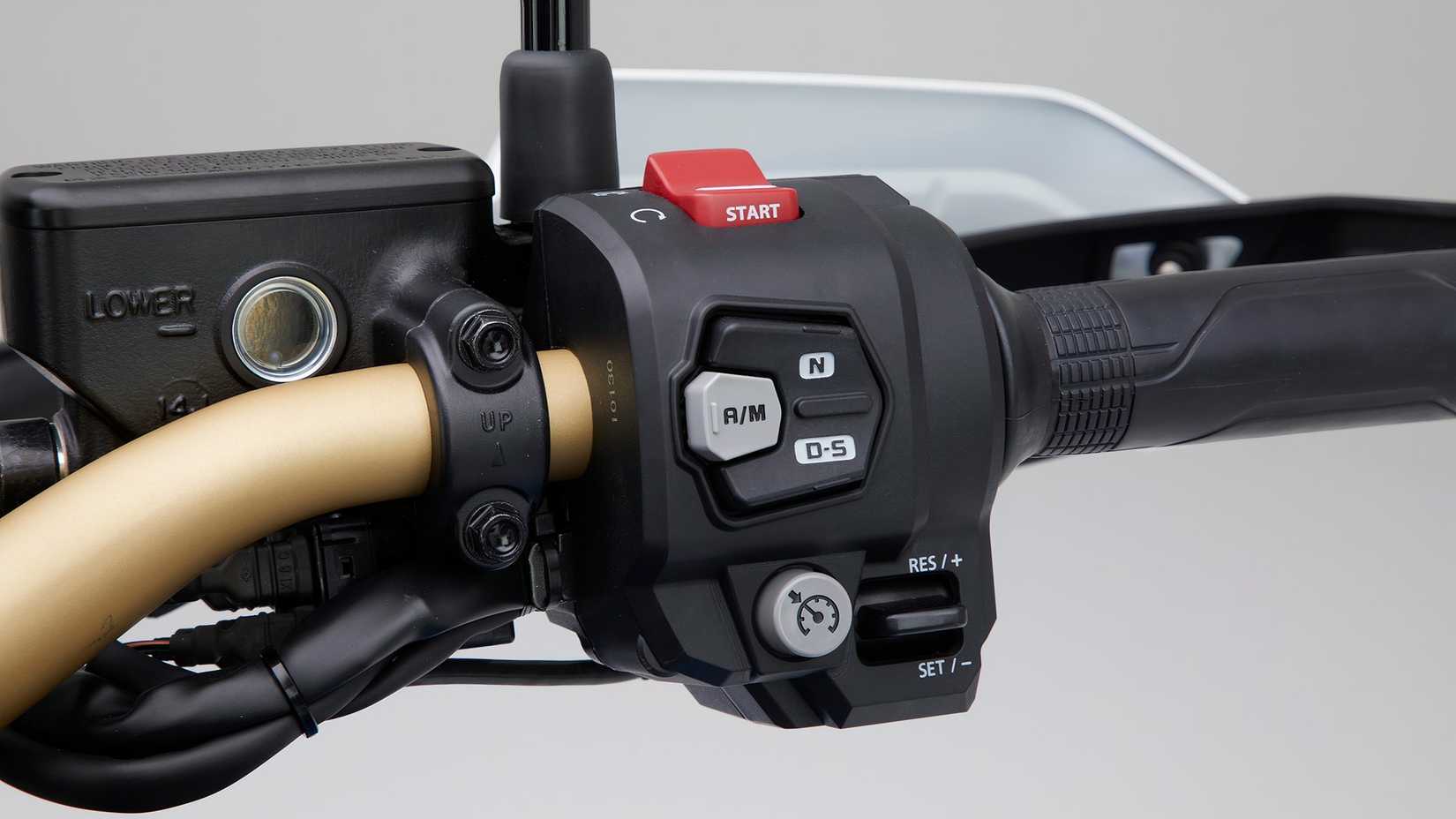 Close-up shot of the right-side switchgear of Honda Africa Twin Adventure Sports