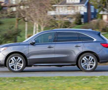 Foto de perfil lateral de um Acura MDX Sport Hybrid 2017