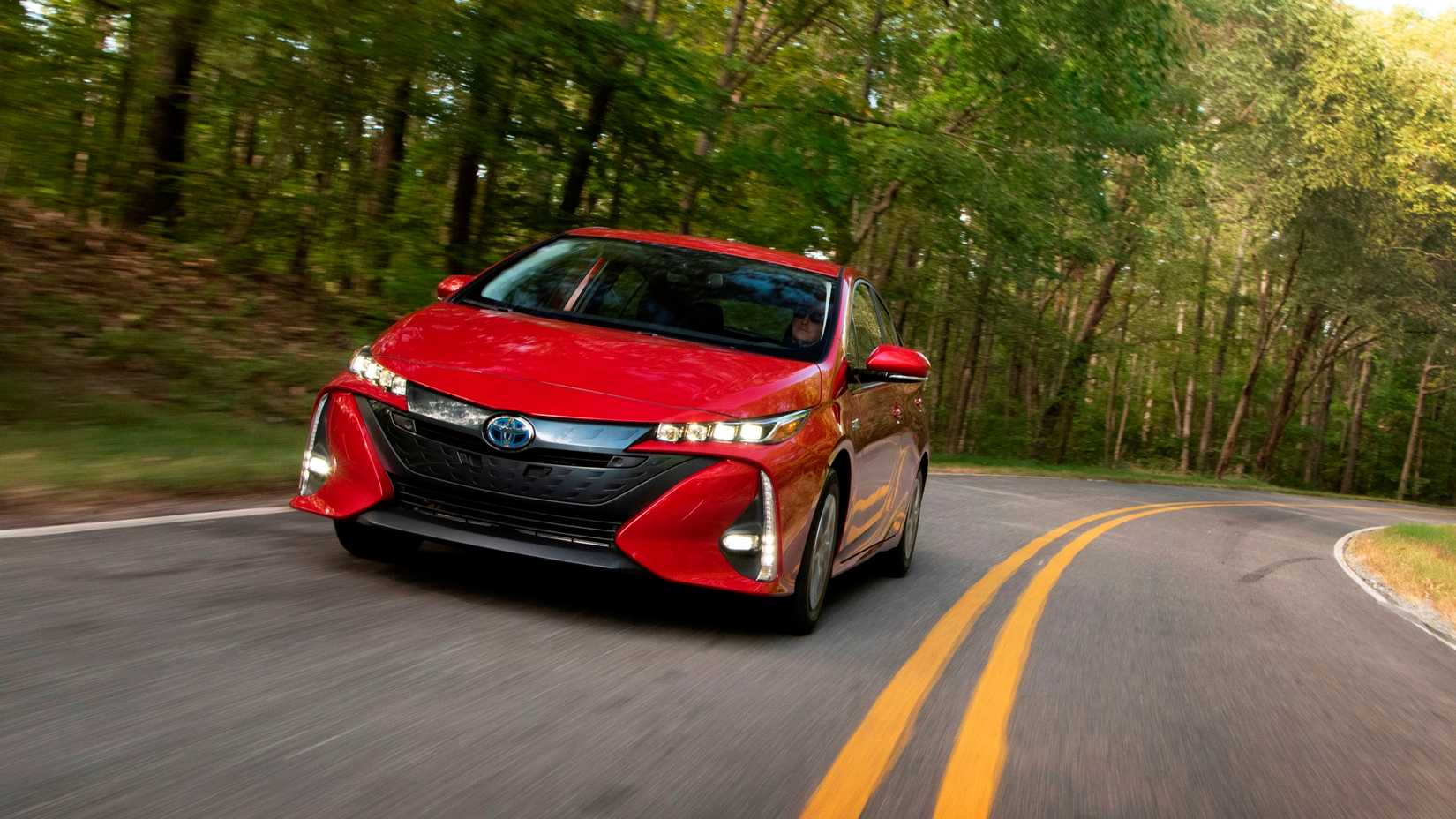 2020 Toyota Prius in red front 3/4