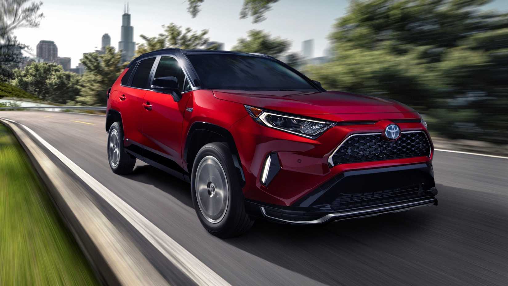 2021 Toyota RAV4 Prime Driving Front Three-Quarter 02