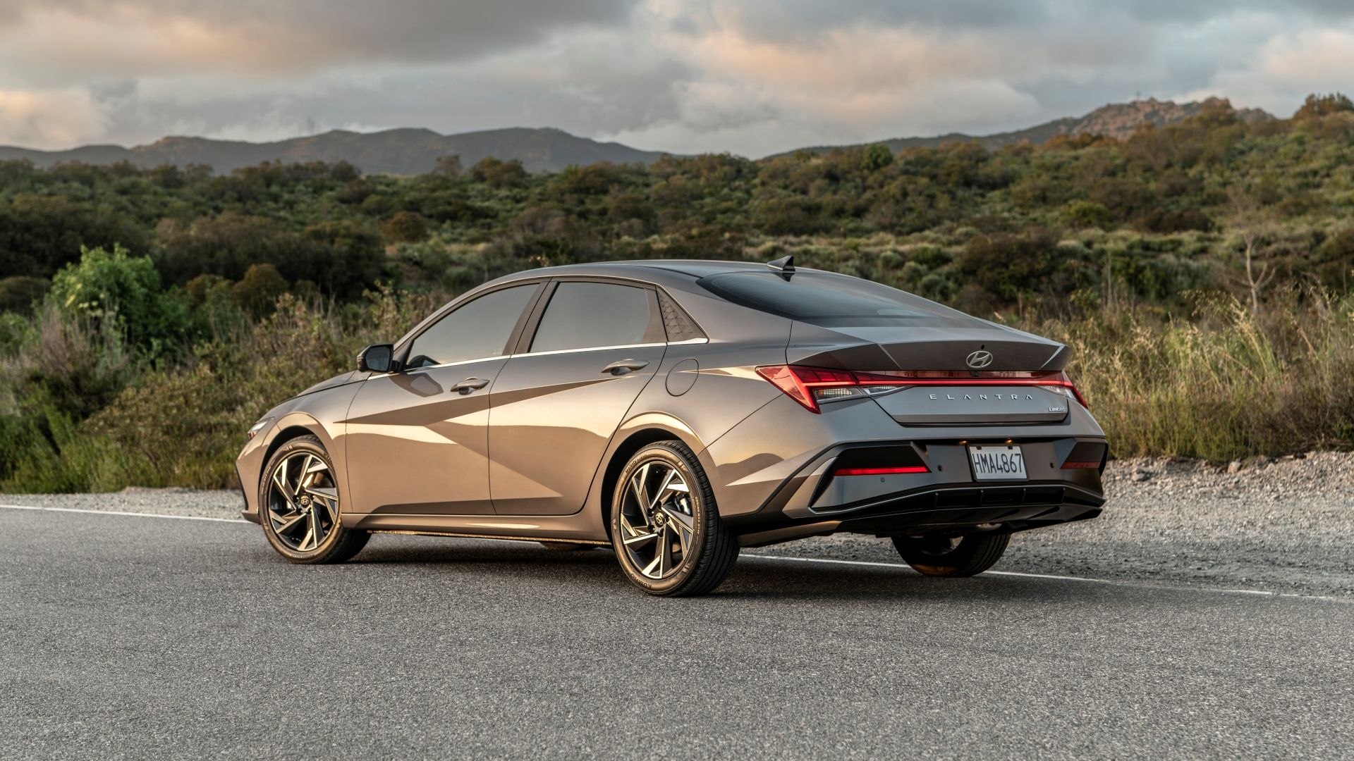 2025 Hyundai Elantra Hybrid Parked Rear Three-Quarter