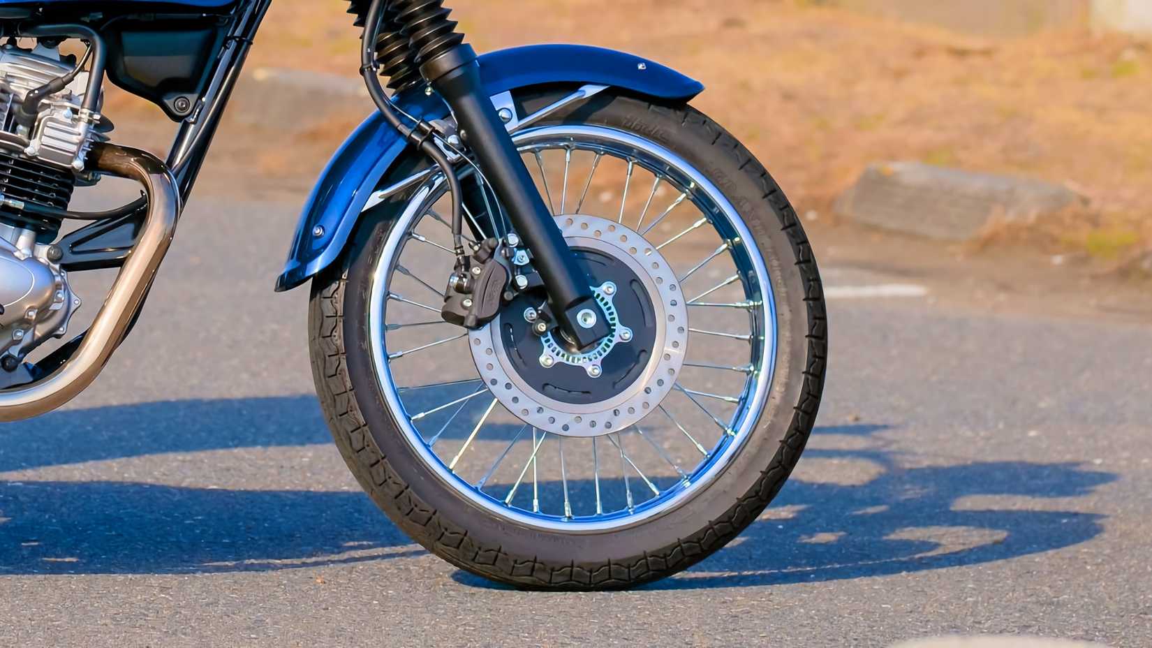 2025 Kawasaki W230 front wheel close-up detail