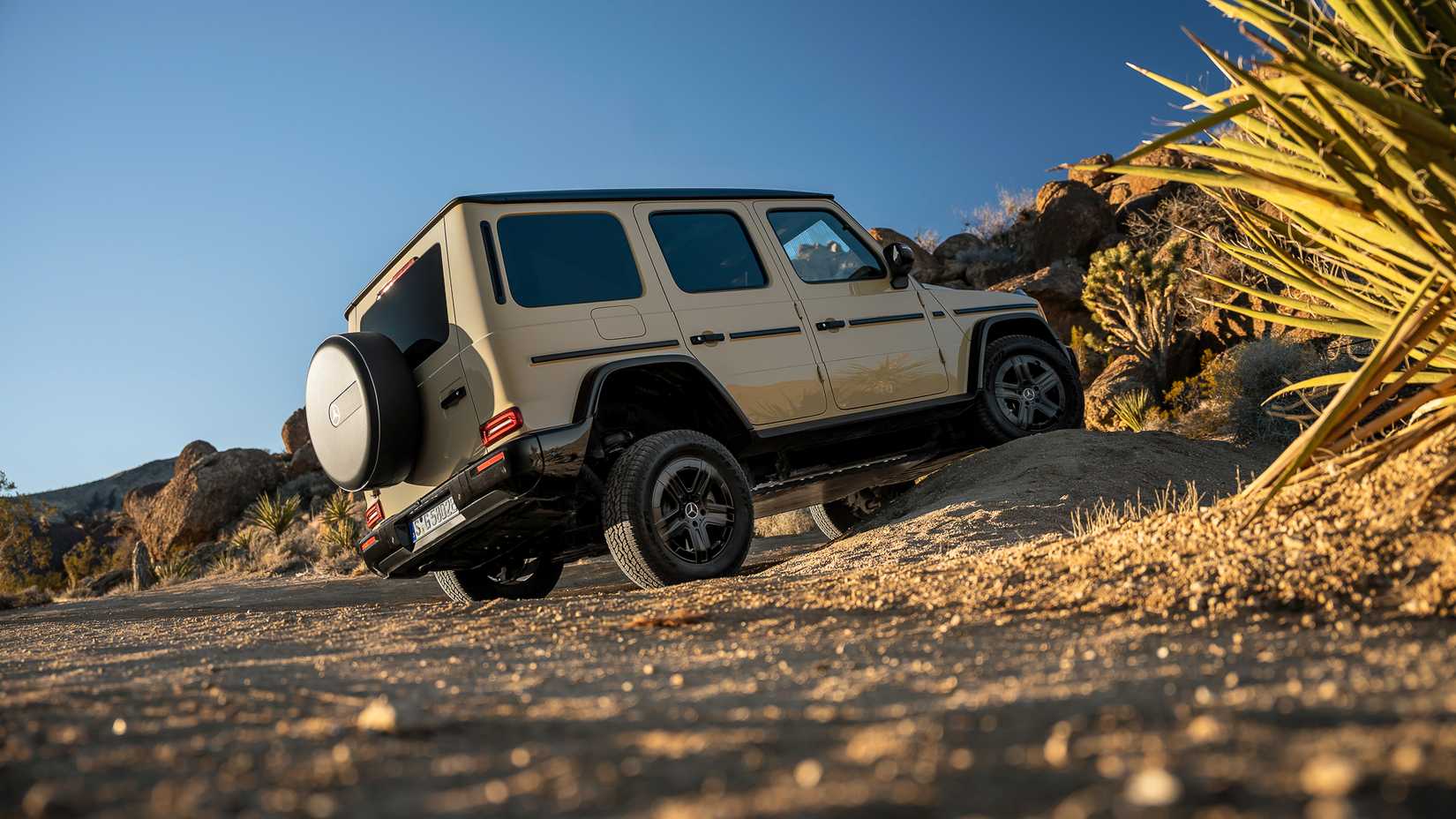 2025 Mercedes G 580 with EQ Technology rear 3/4 shot off-roading
