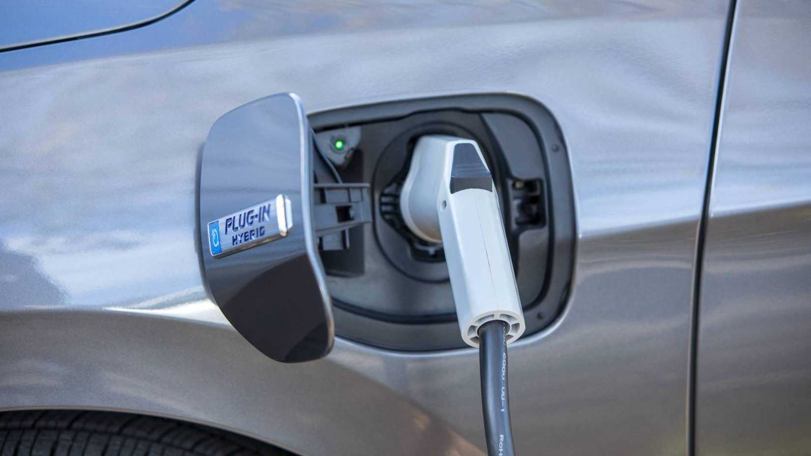 The charge port of a 2018 Honda Clarity Plug-in Hybrid