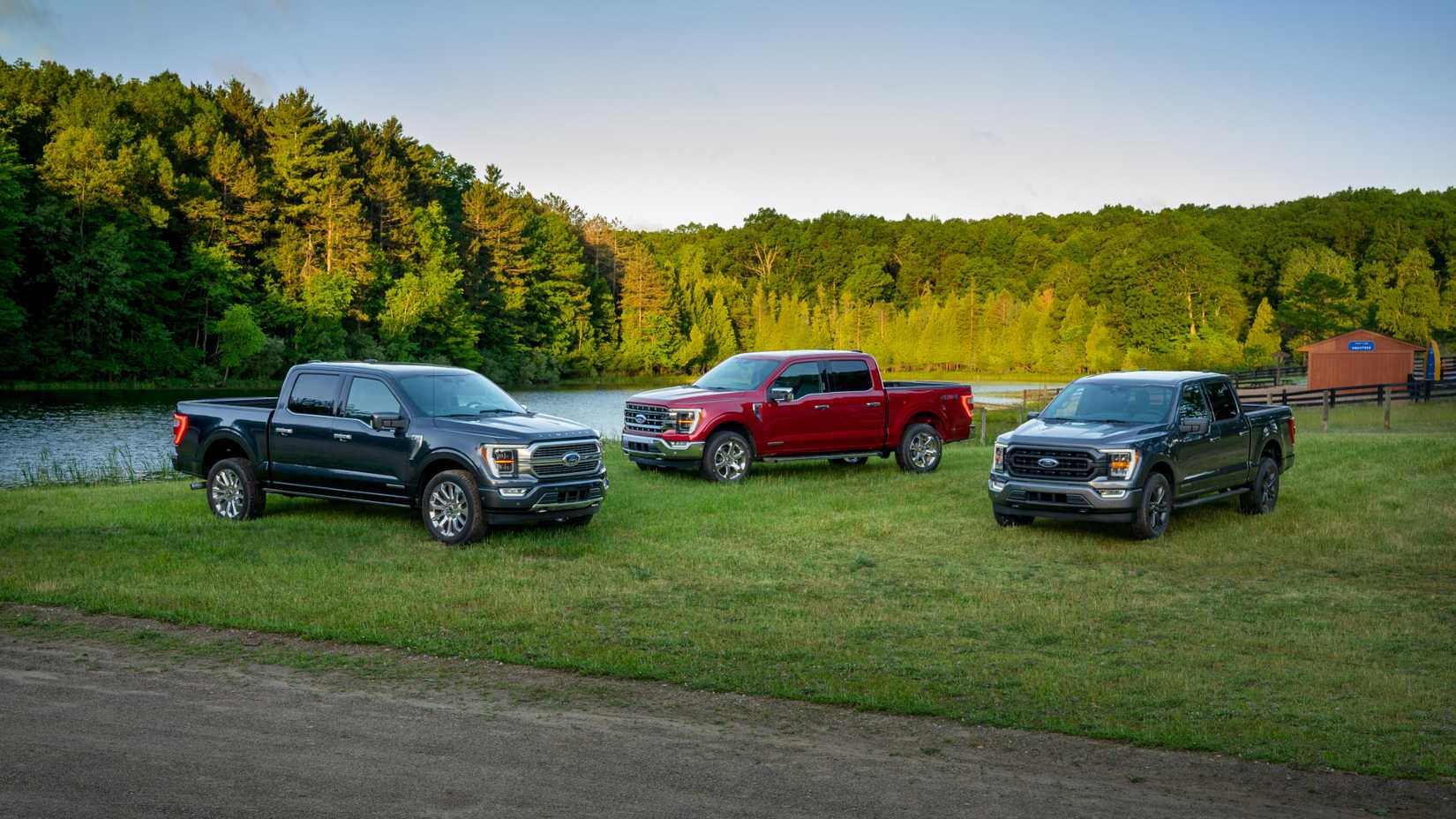 14 Generation F-150 Three Models Parked In Grass