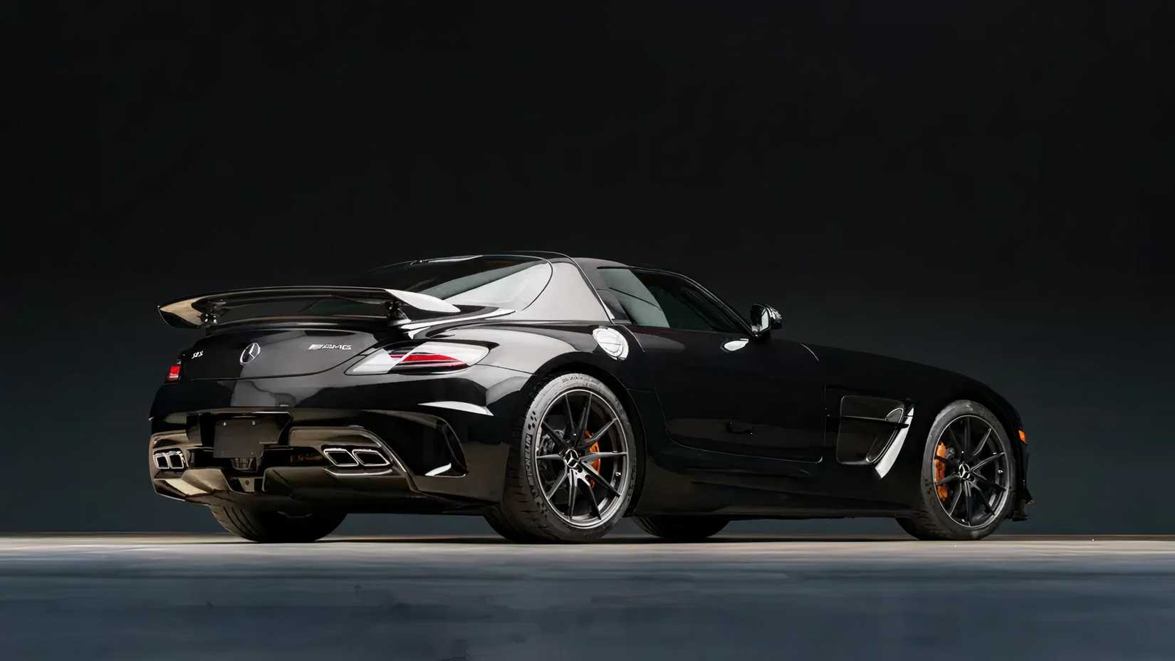 2014 Mercedes-AMG SLS Black Series in black parked in studio