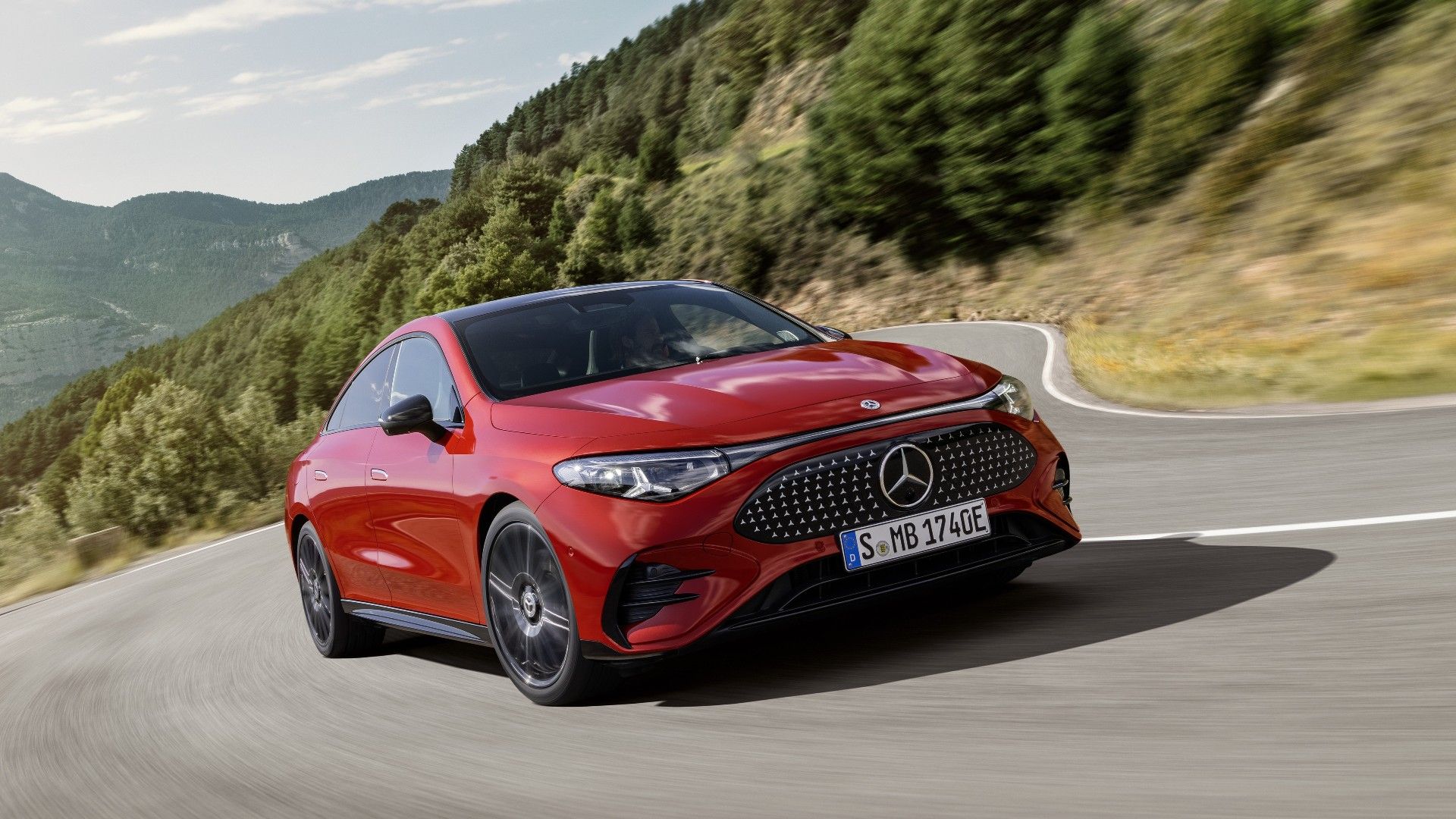 Red Mercedes-Benz CLA front-quarter