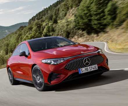 Red Mercedes-Benz CLA front-quarter