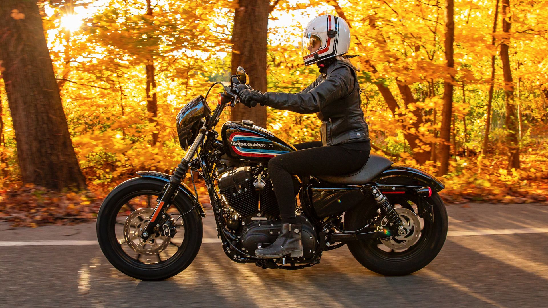 Piloto em uma Harley-Davidson Sportster Iron 1200 2021