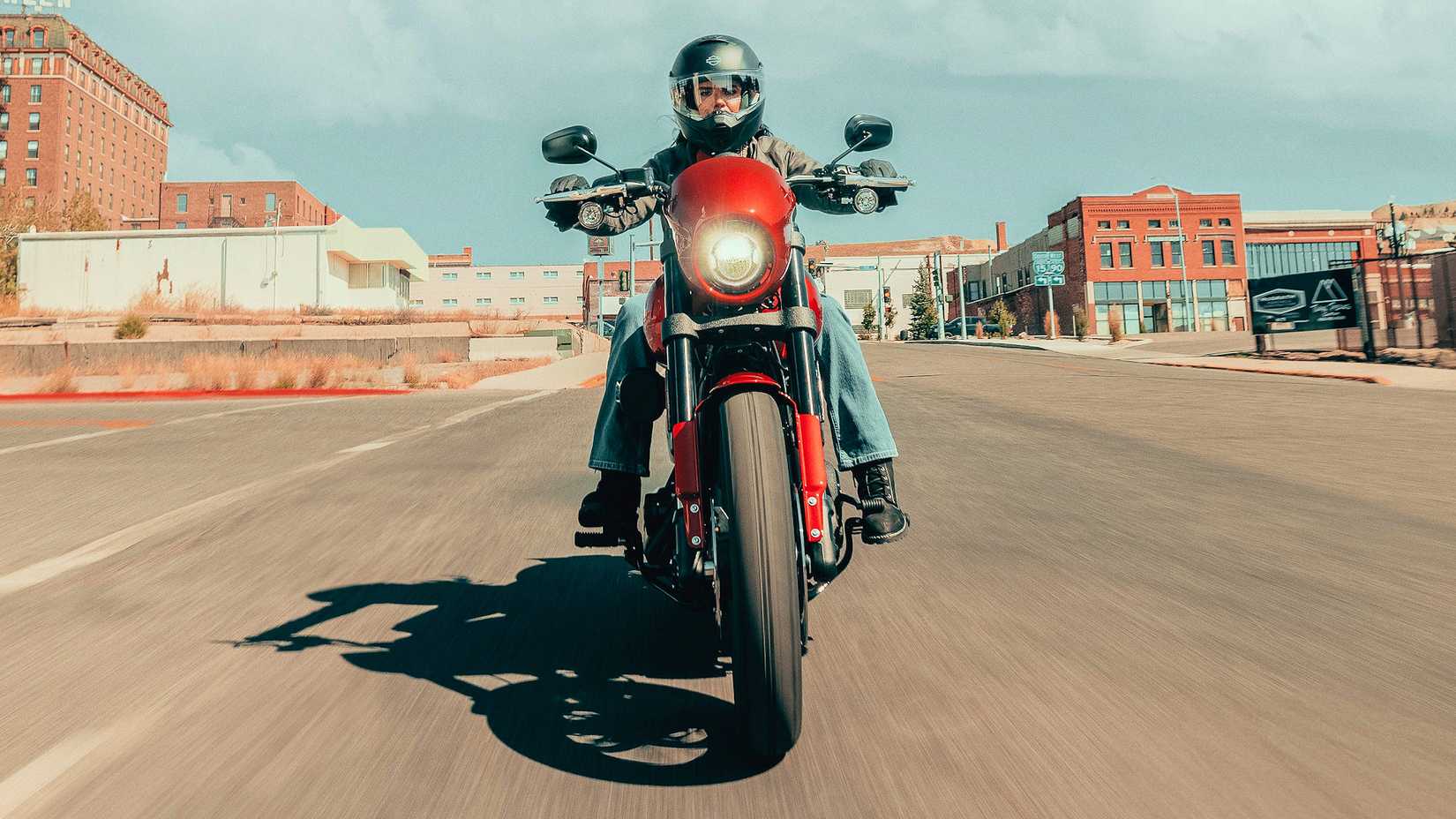 Rider on a 2025 Harley-Davidson Low Rider S head-on shot