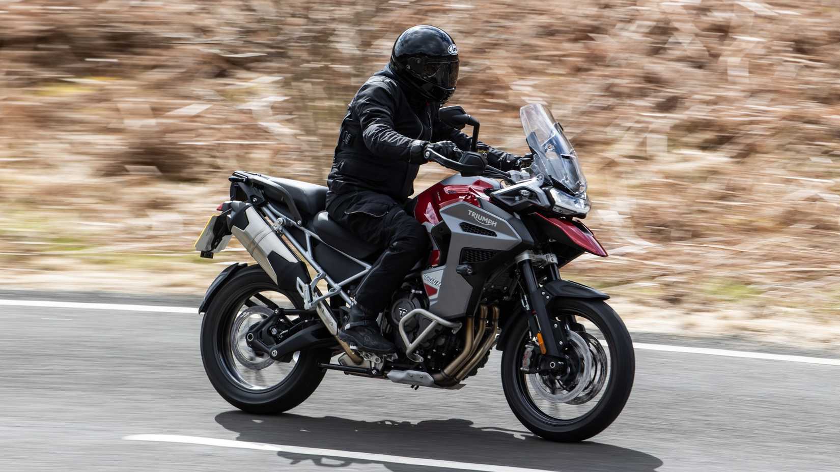 2025 Triumph Tiger 1200 GT Explorer accelerating side profile view