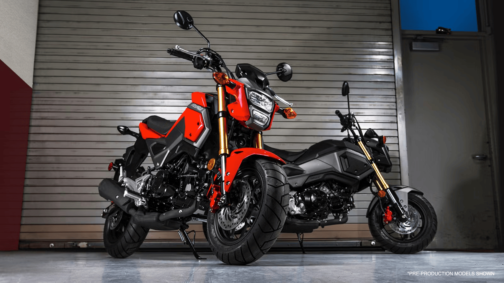 Honda Grom parked indoors