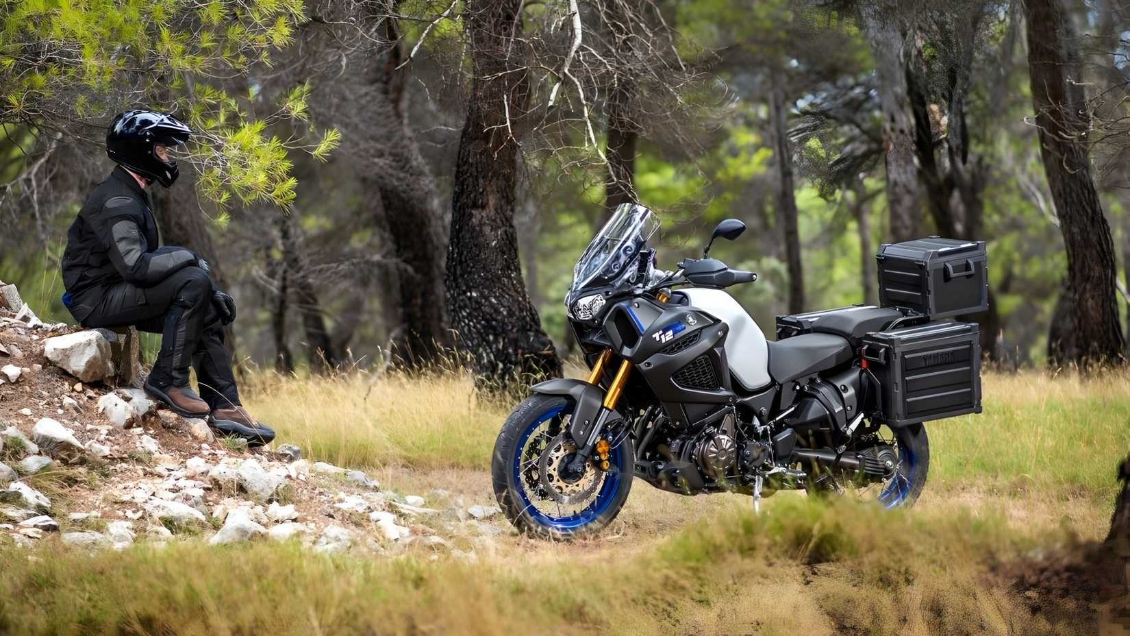 2020 Yamaha Super Tenere ES estacionado fora da estrada.