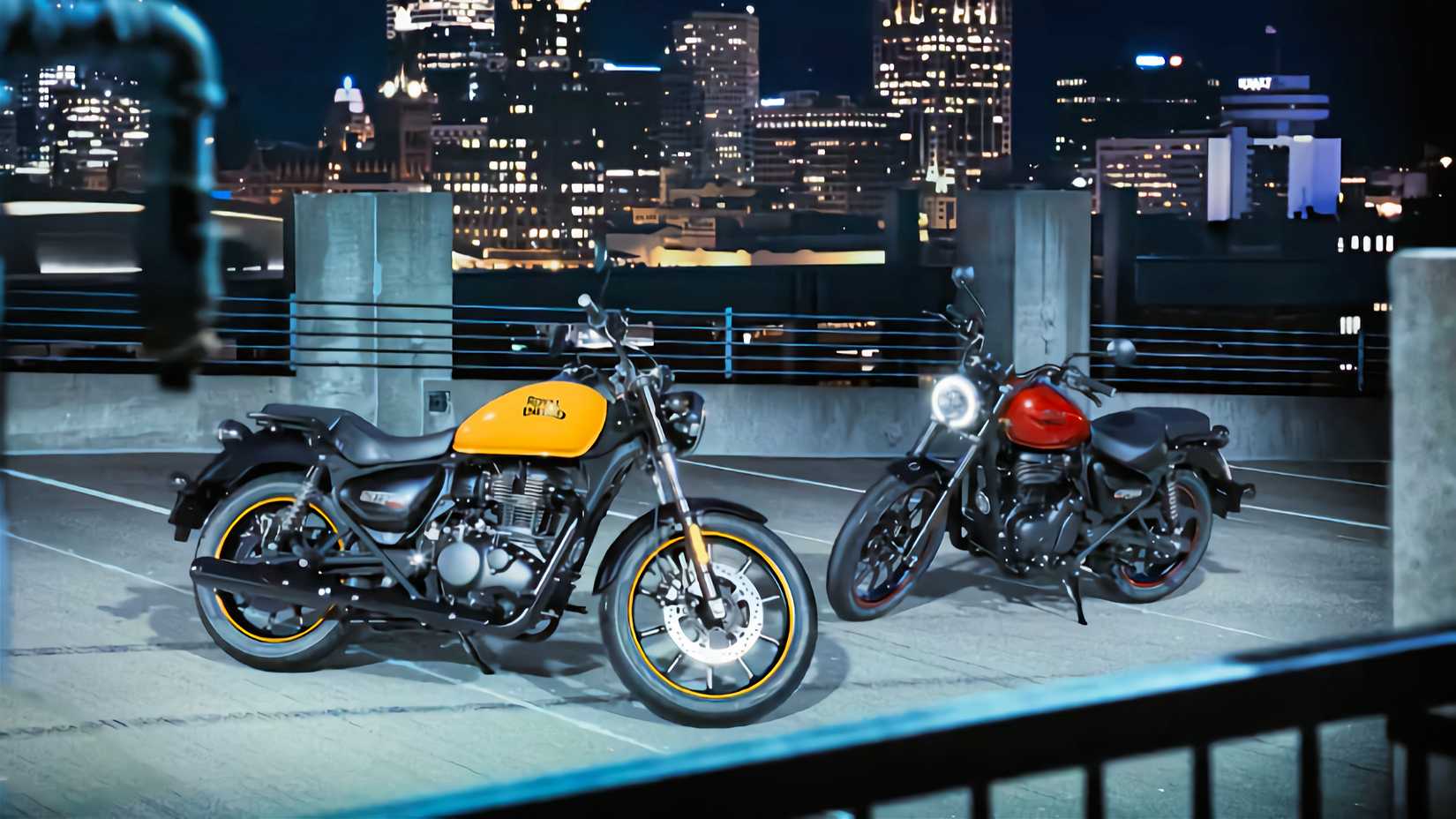 2023 Royal Enfield Meteor 350 motorcycles static parked shot